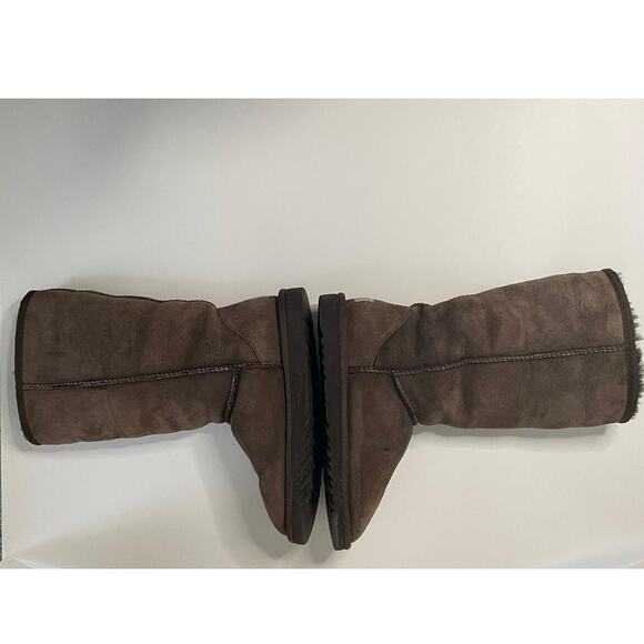 UGG Australia Leather Sheepskin Classic Tall Rollover 5815 Chestnut Brown Size 5 - Picture 6 of 9